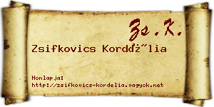 Zsifkovics Kordélia névjegykártya